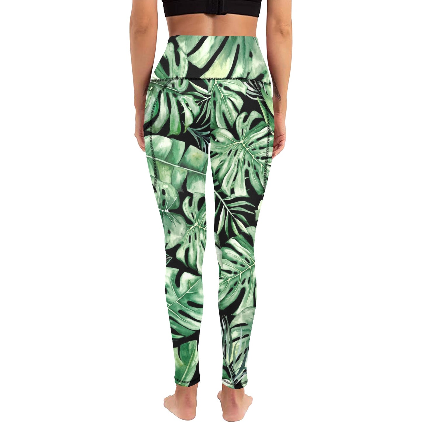 Jungle Leaves - Women's Leggings with Pockets