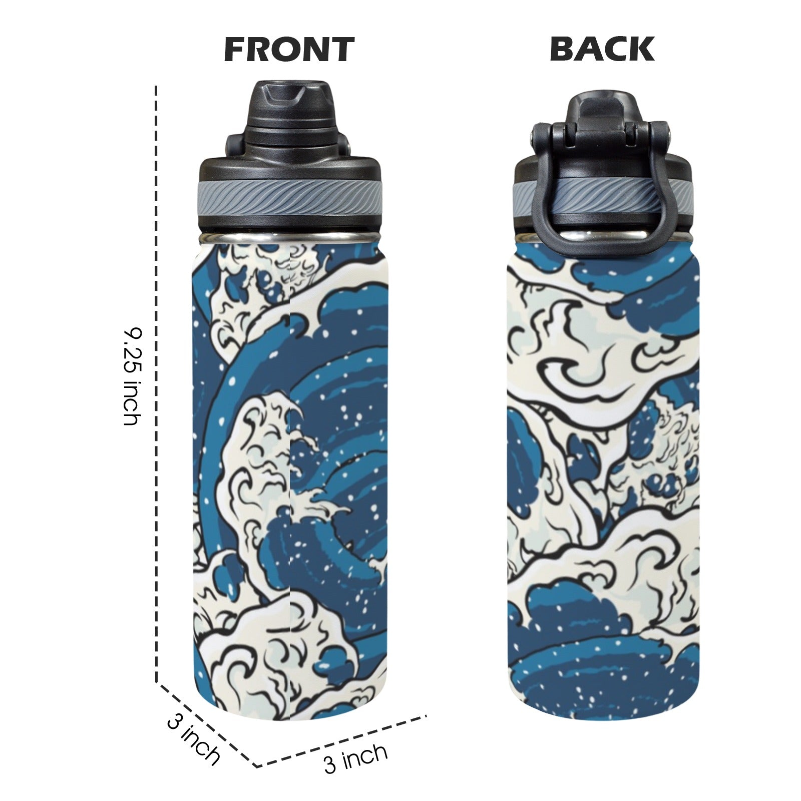 Waves - Insulated Water Bottle with Dual-Use Lid (18oz) Insulated Water Bottle with Dual-Use Lid (18oz) Printed Offshore