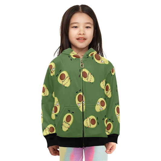 Avocado Characters - Junior Girls Zip Up Hoodie