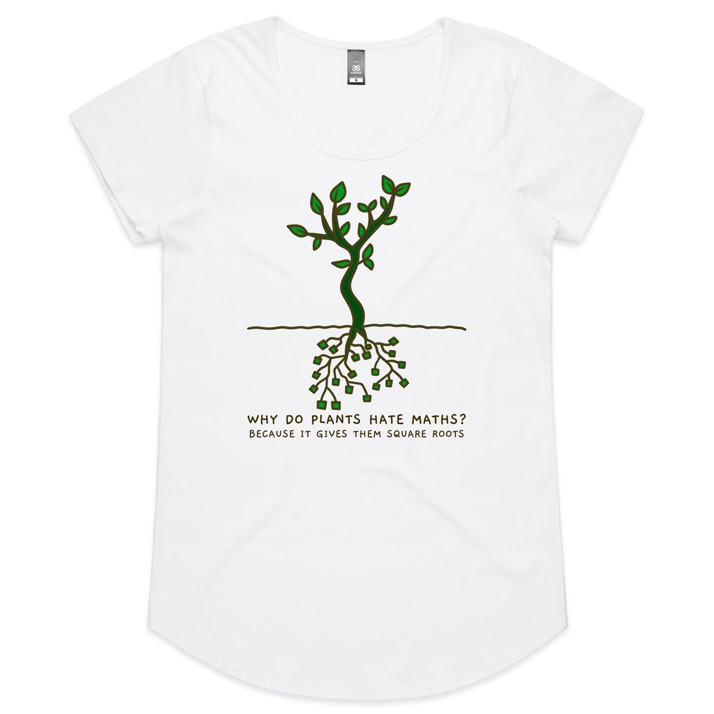 Square Roots, Maths Pun - Womens Scoop Neck T-Shirt