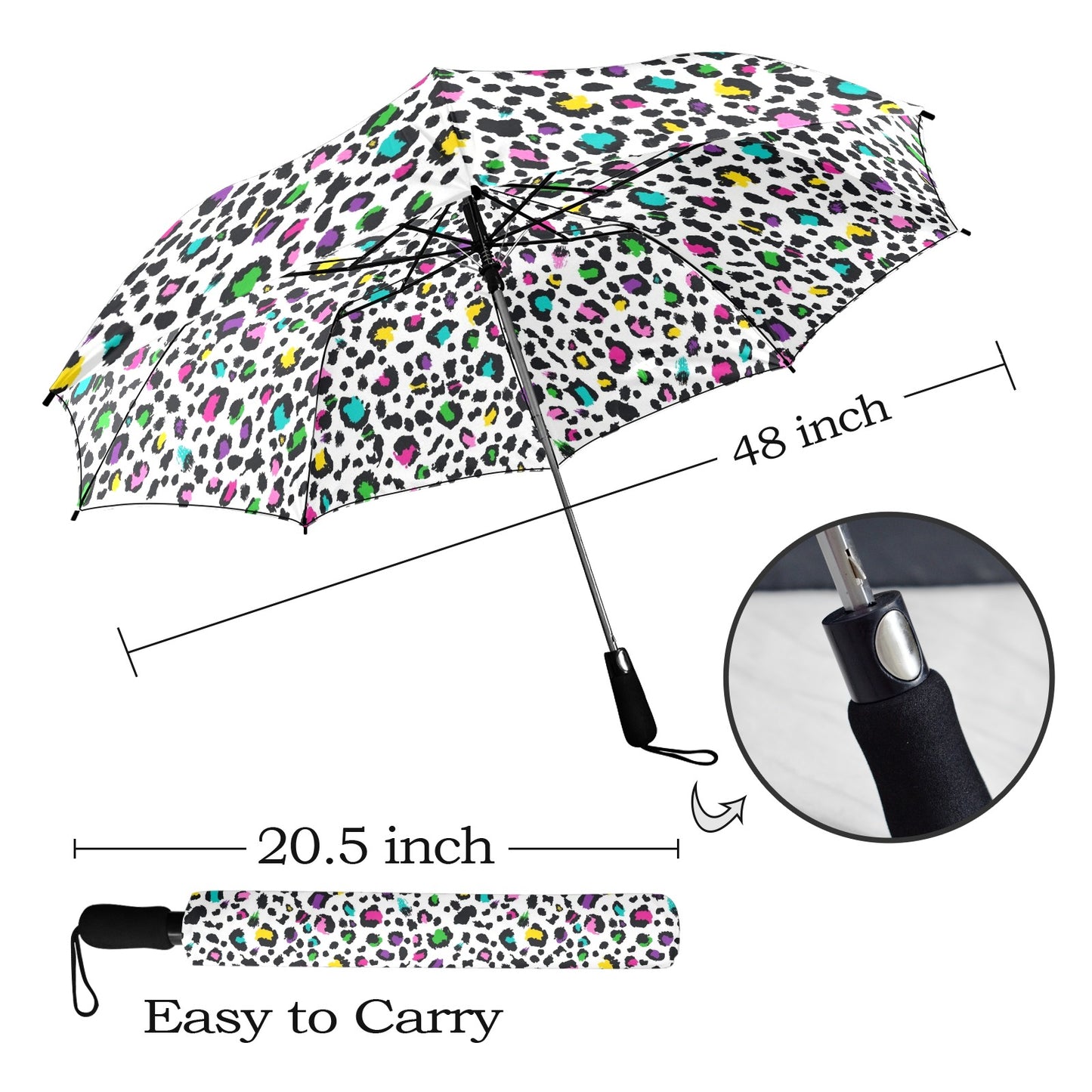 Animal Print In Colour - Semi-Automatic Foldable Umbrella Semi-Automatic Foldable Umbrella