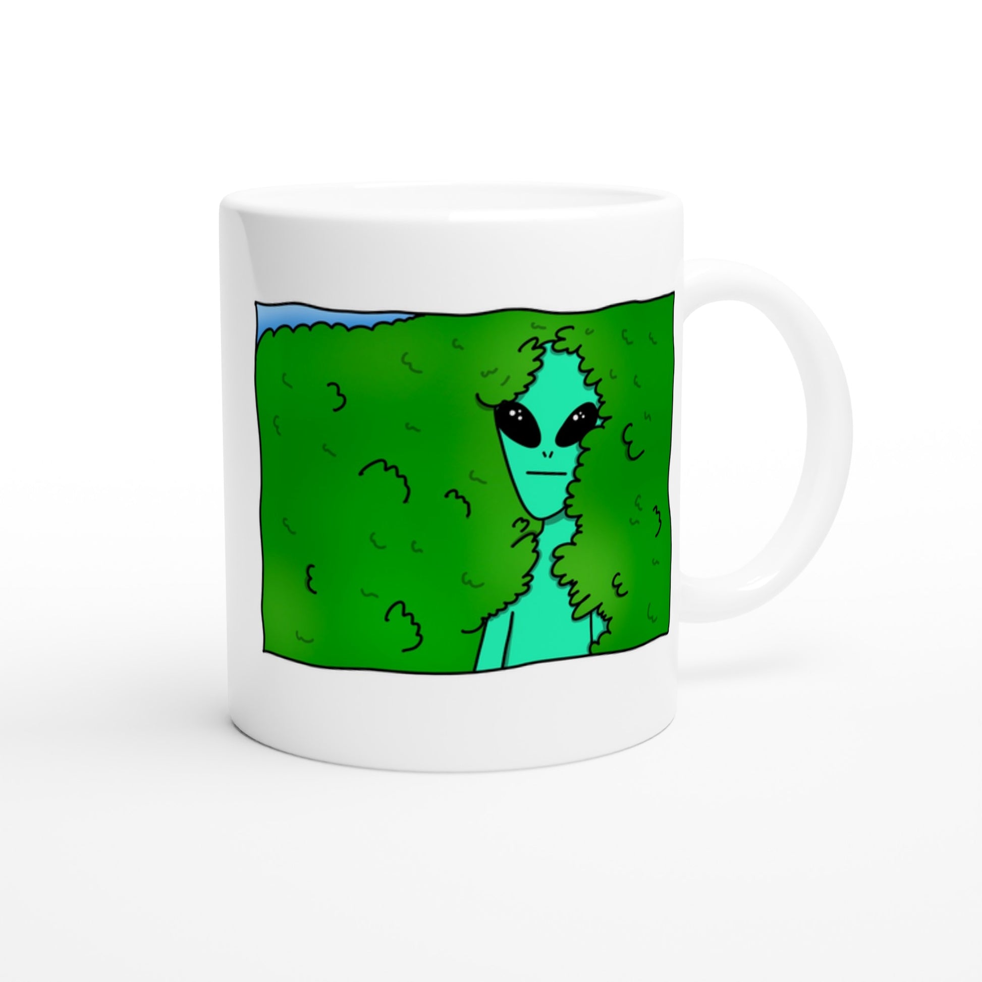 Alien Hedge Meme - White 11oz Ceramic Mug White 11oz Mug Globally Fulfilled Sci Fi