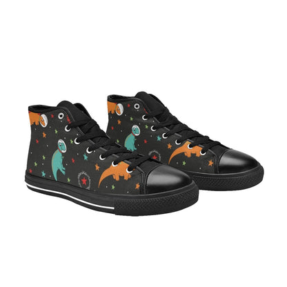 Astronaut Dinosaurs - Kids' High Top Canvas Shoes