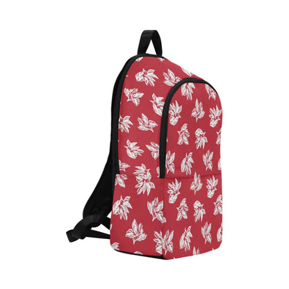 Red Retro Foliage, Hawaiian Flower - Fabric Backpack for Adult Adult Casual Backpack Printed Offshore Summer Surf