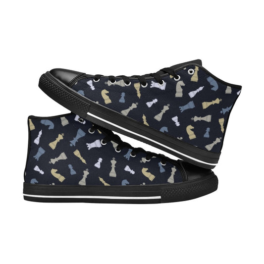 Chess Pattern - Women's High Top Canvas Shoes