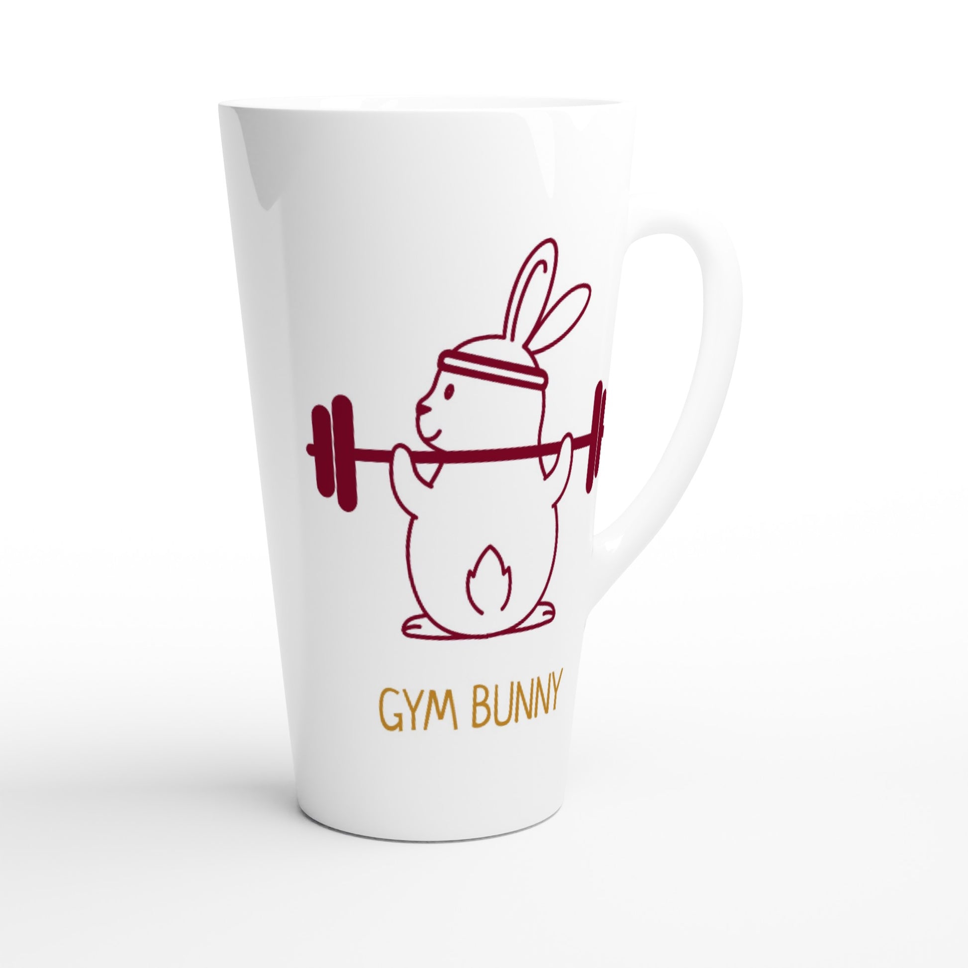 Gym Bunny - White Latte 17oz Ceramic Mug Latte Mug animal Fitness Globally Fulfilled