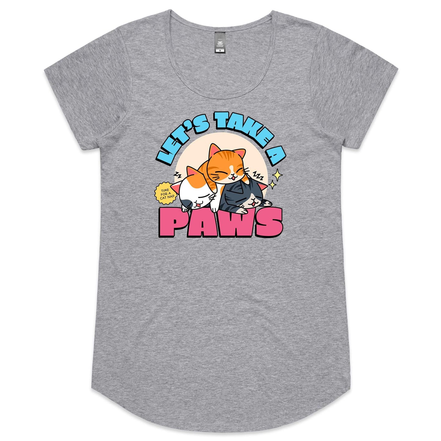 Let's Take A Paws, Cat Nap - Womens Scoop Neck T-Shirt