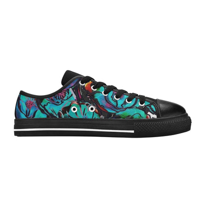 Flower It Blue - Women's Classic Canvas Shoes