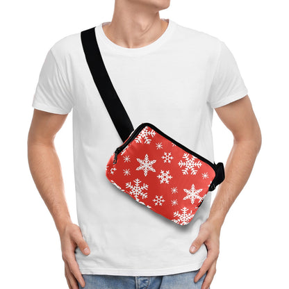 Red Snowflakes, Christmas - Belt Bag