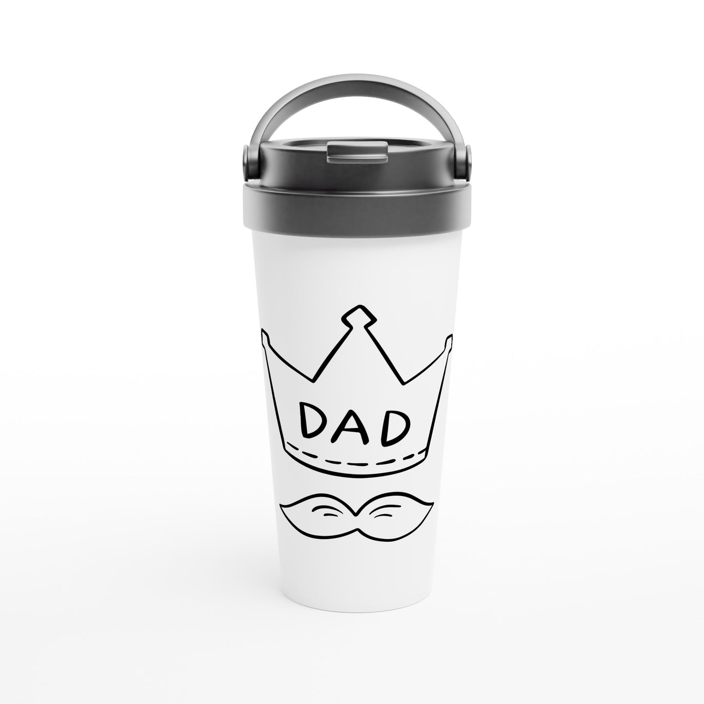 Dad - White 15oz Stainless Steel Travel Mug Default Title Travel Mug Dad Globally Fulfilled