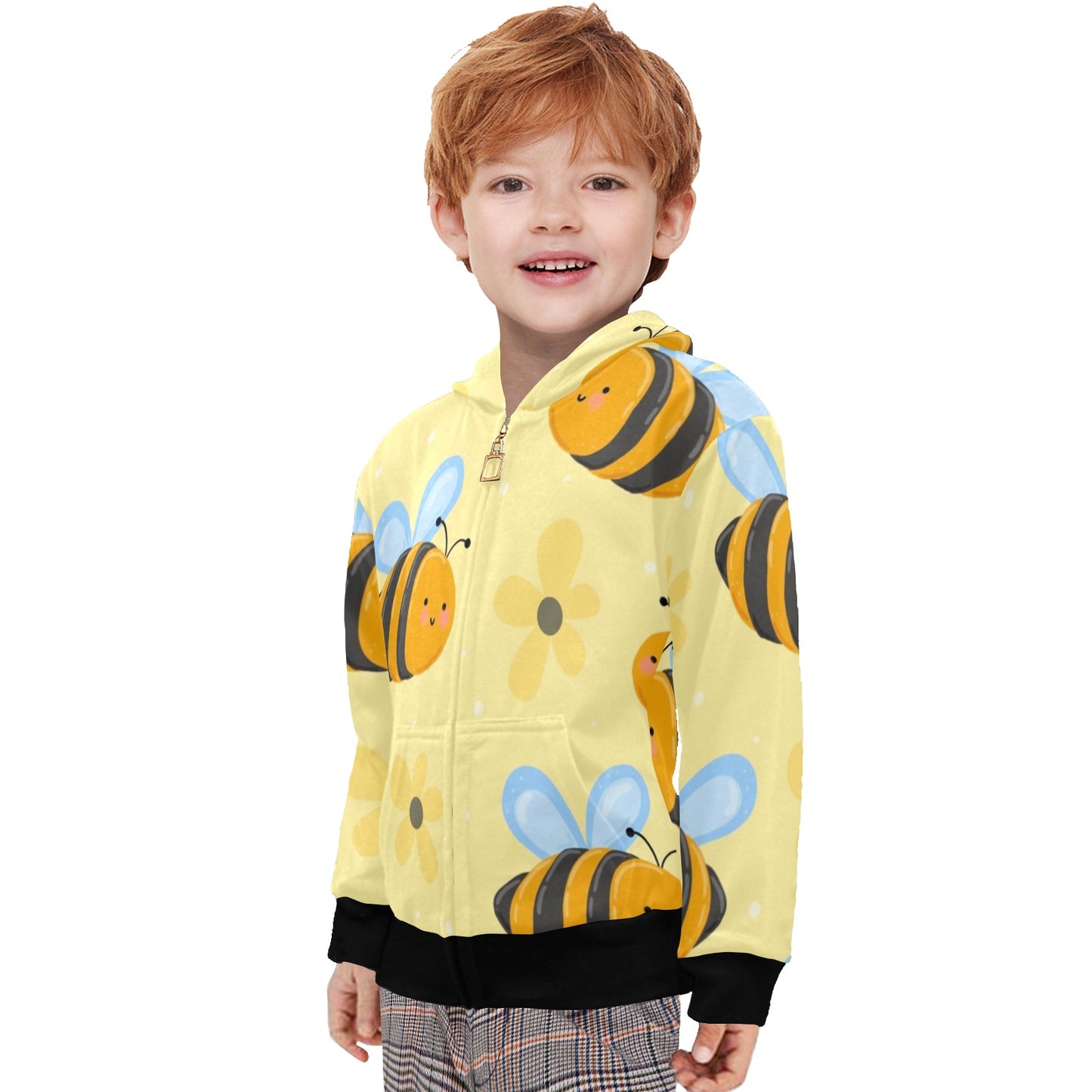 Bright Bees - Junior Boys Zip Up Hoodie