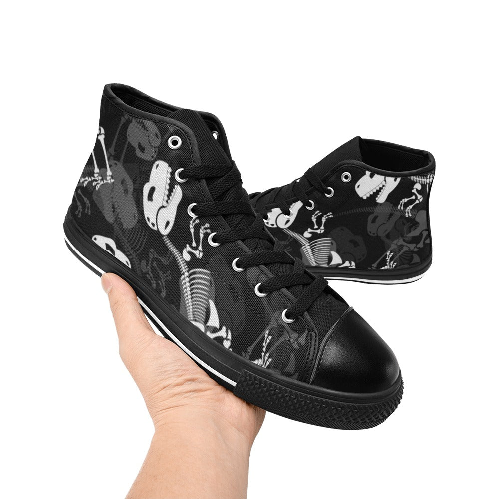 Dinosaur Skeleton - Women's High Top Canvas Shoes