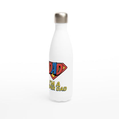I'm A Super Dad - White 17oz Stainless Steel Water Bottle White Water Bottle comic Dad