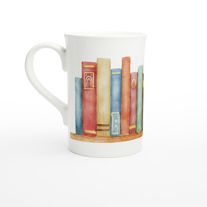 Books - White 10oz Porcelain Slim Mug Default Title Porcelain Mug Reading