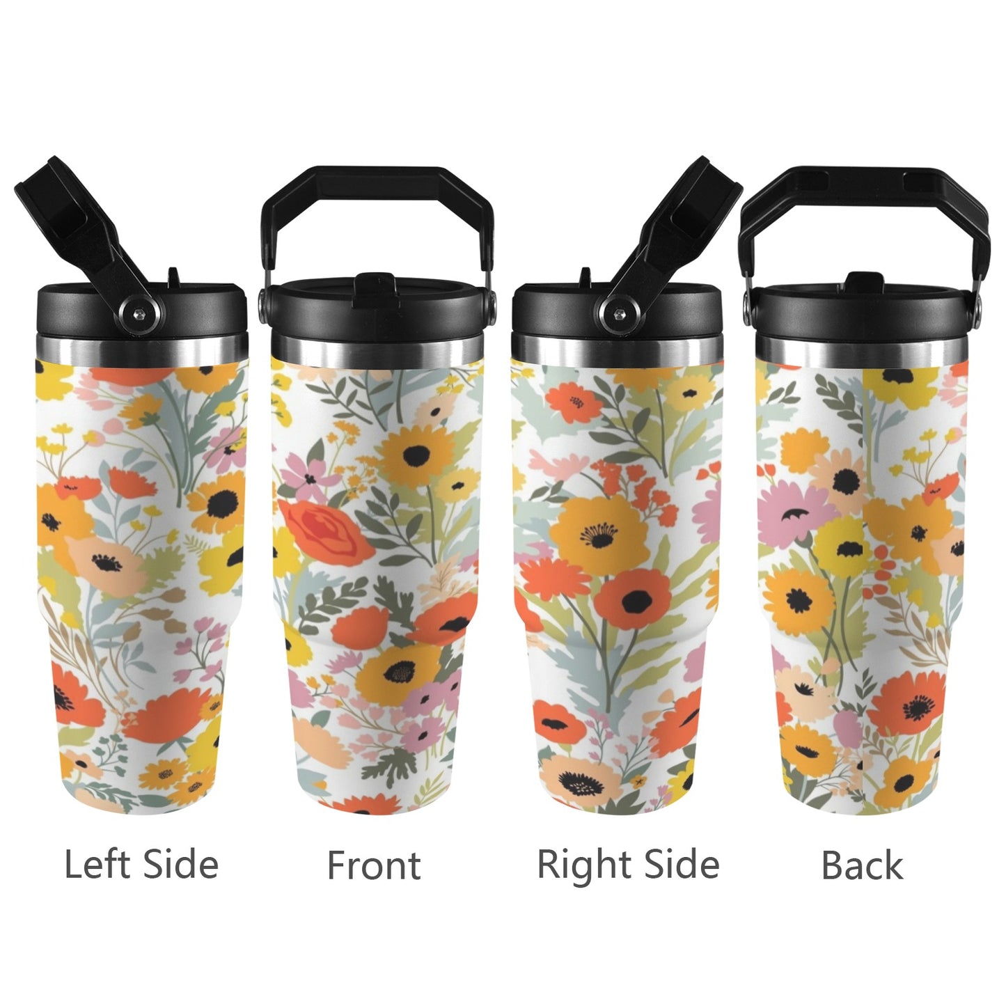 Pretty Floral - 30oz Tumbler with Top Handle