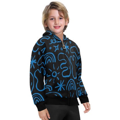 Blue Squiggle - Senior Boys Zip Up Hoodie