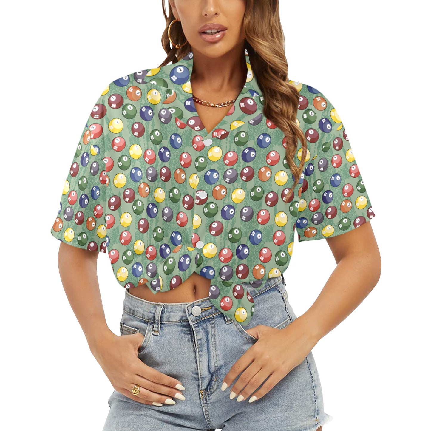 Pool Balls - Womens Hawaiian Shirt