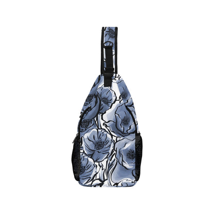 Blue And White Floral - Cross-Body Chest Bag Cross-Body Chest Bag Printed Offshore