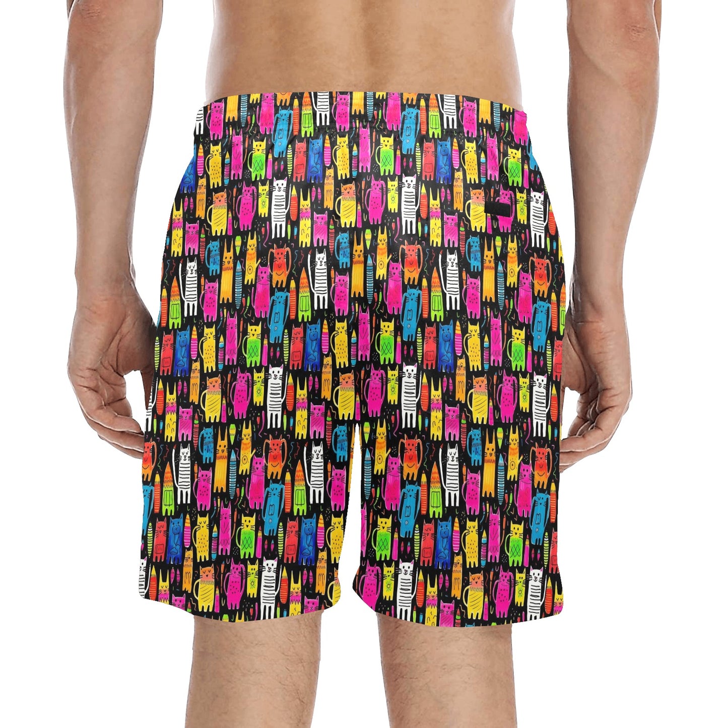 Colourful Cats - Men's Mid-Length Beach Shorts