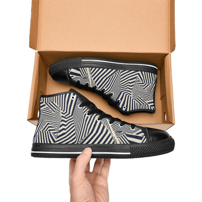 Crazy Lines - Women's High Top Canvas Shoes