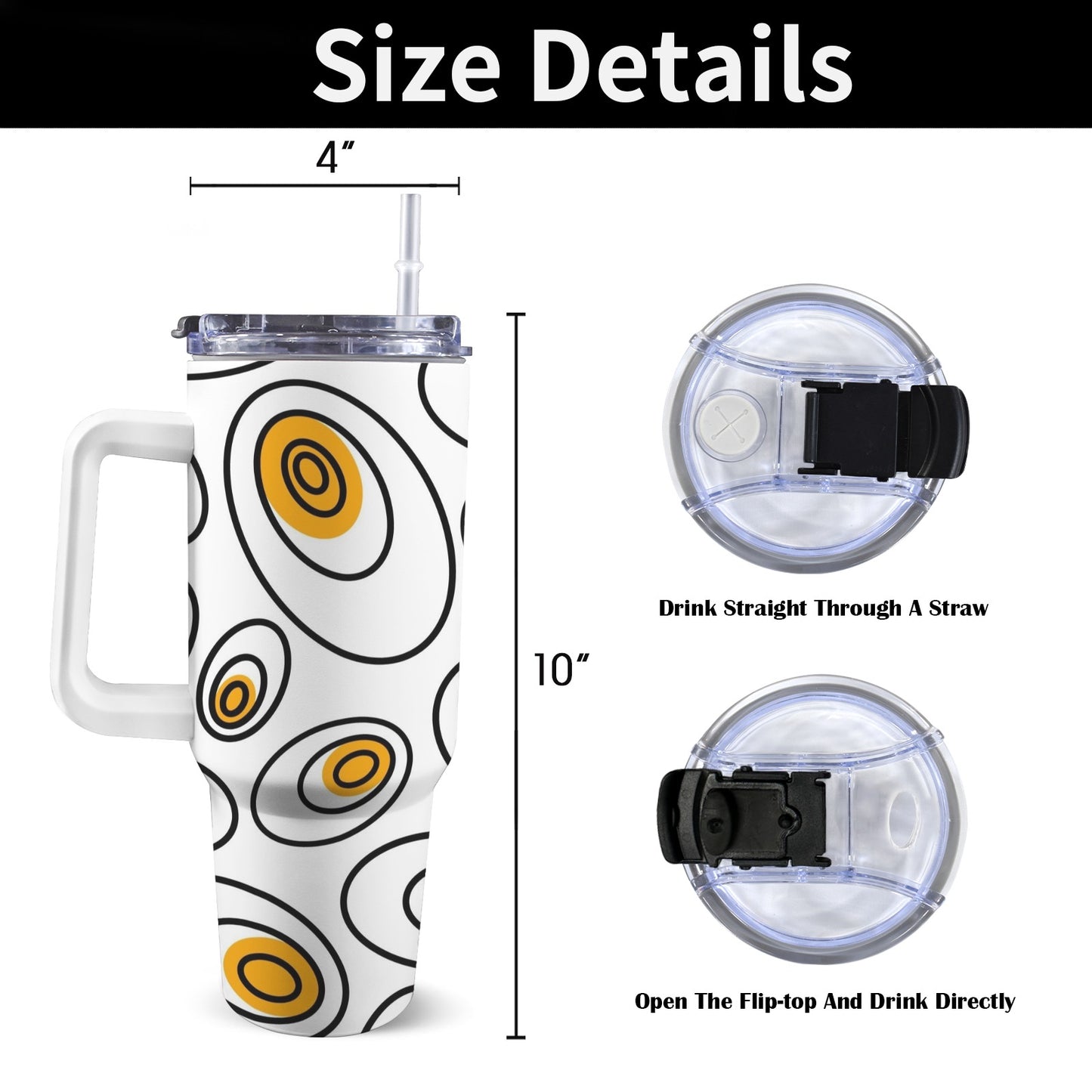 Abstract Eggs - 40oz Tumbler with White Handle