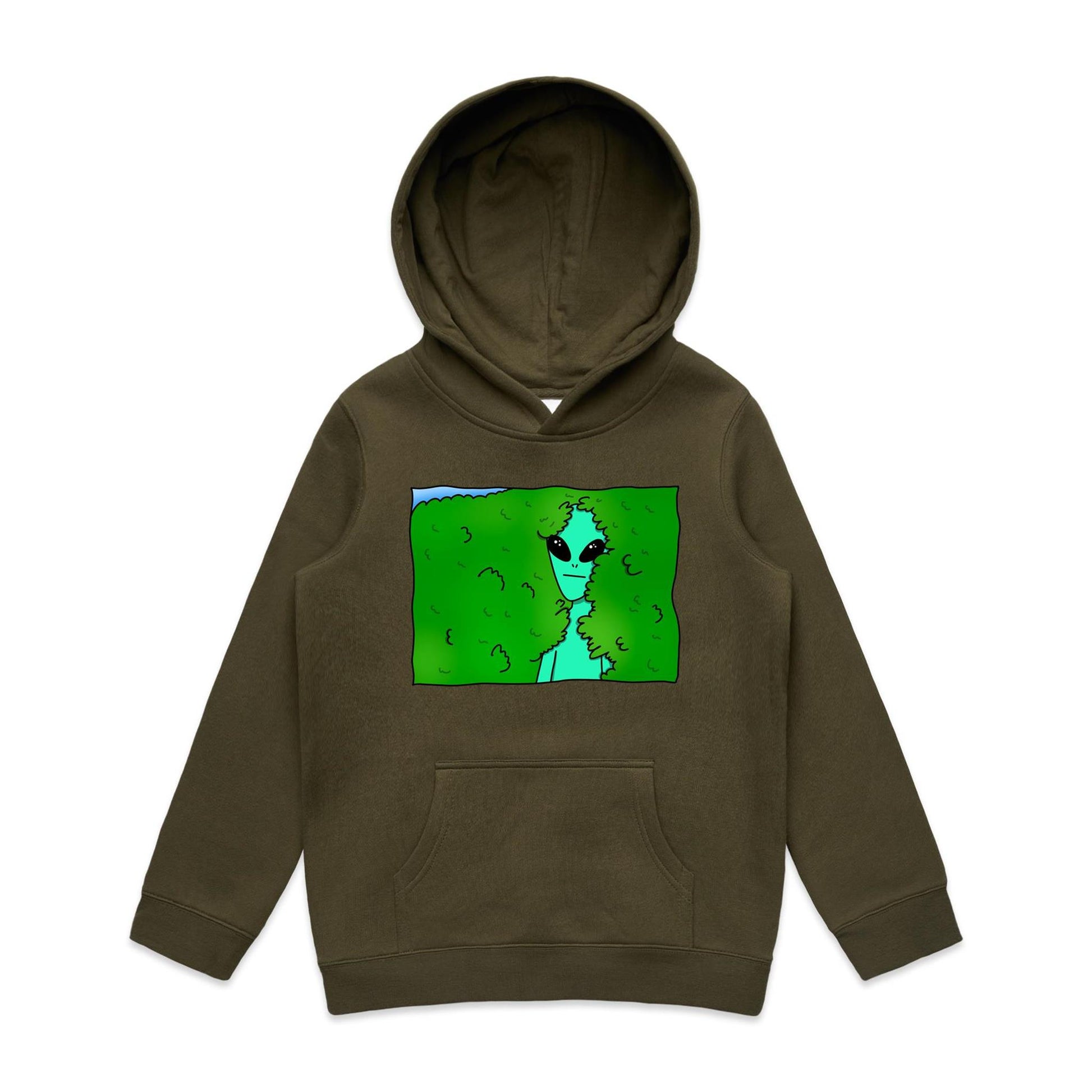 Alien Backing Into Hedge Meme - Youth Supply Hood Army Kids Hoodie Funny Sci Fi