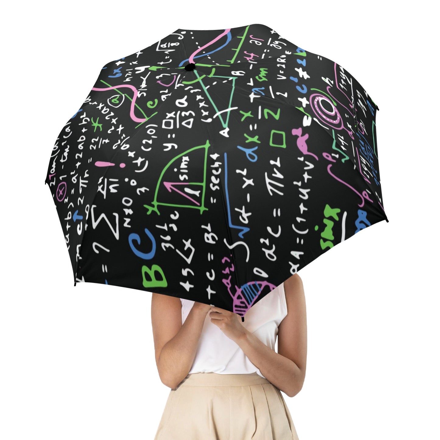 Equations In Green And Pink - Semi-Automatic Foldable Umbrella Semi-Automatic Foldable Umbrella