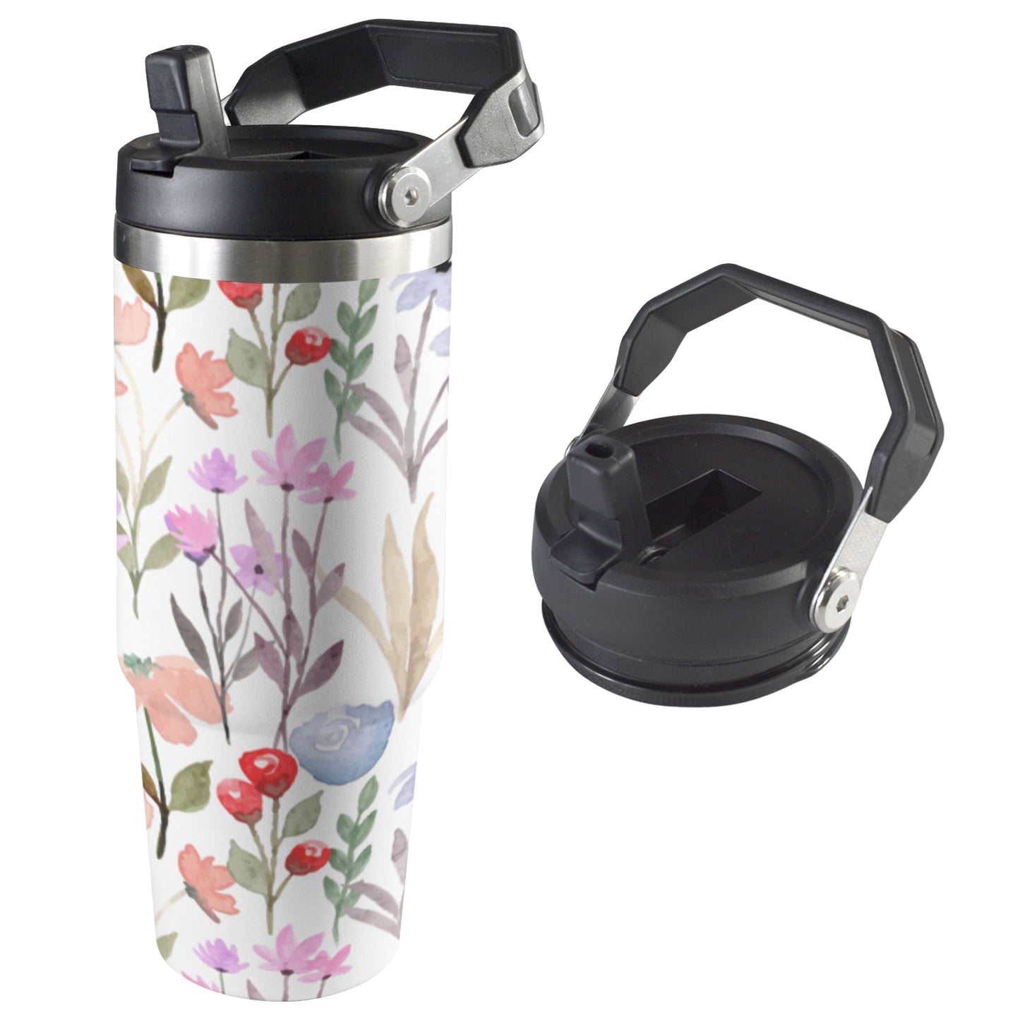 Floral Watercolour - 30oz Tumbler with Top Handle