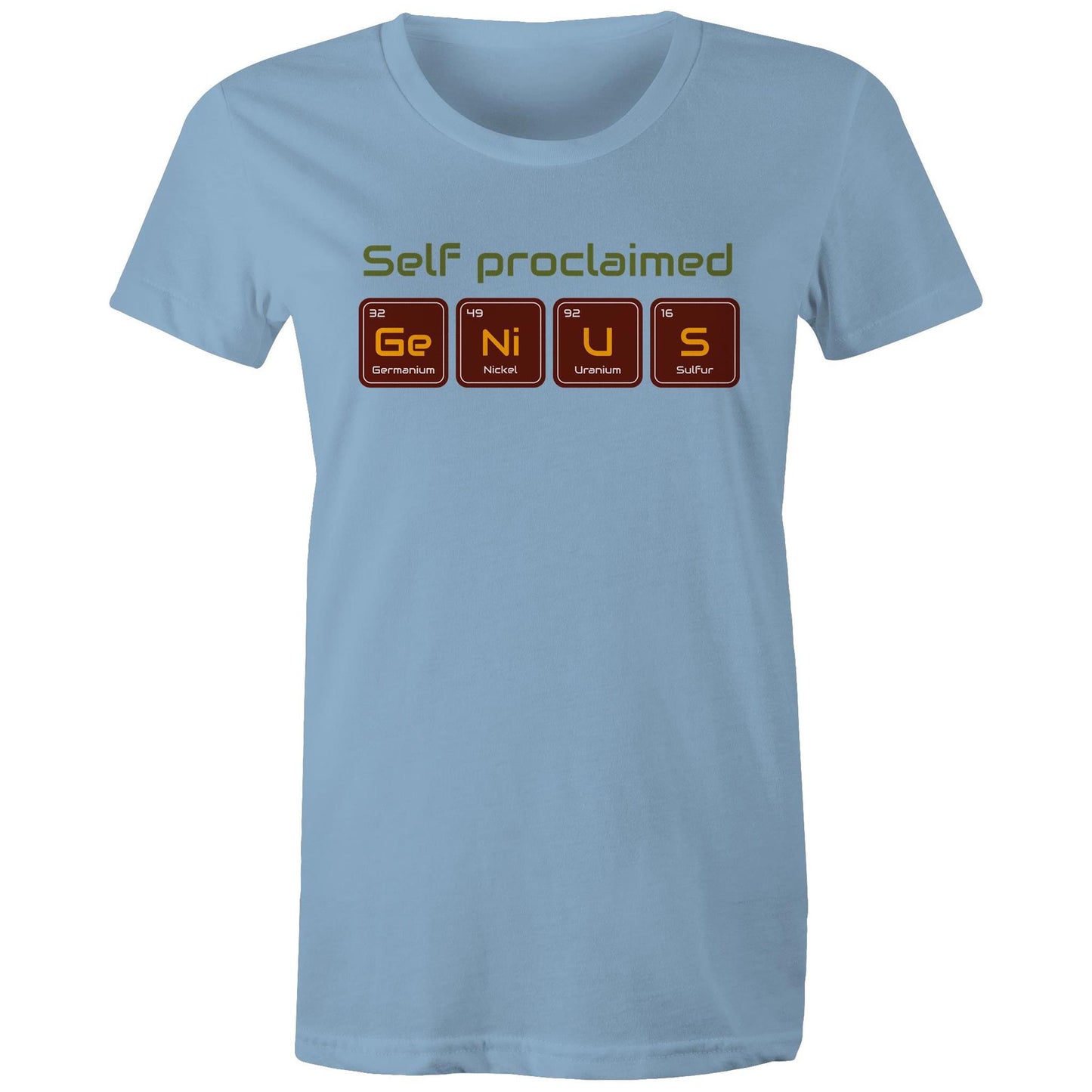 Self Proclaimed Genius, Periodic Table - Womens T-shirt