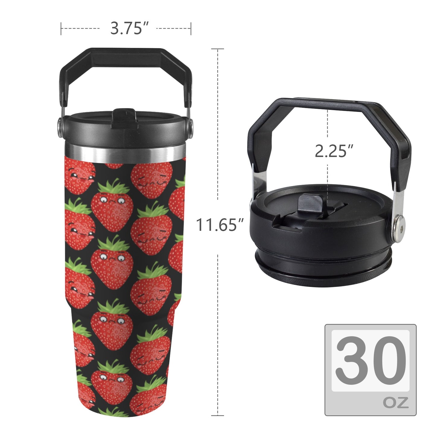 Strawberry Characters - 30oz Tumbler with Top Handle