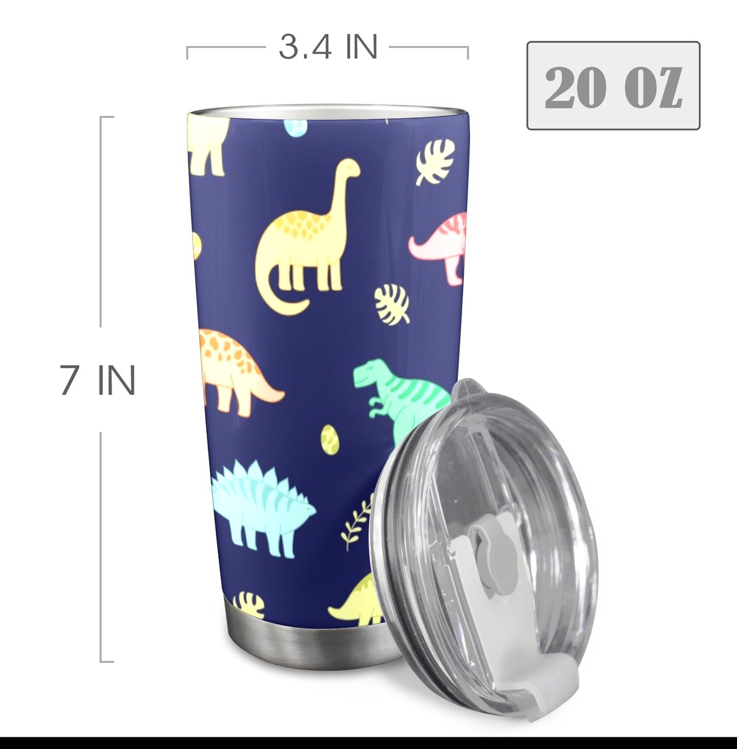 Dinosaurs - 20oz Travel Mug with Clear Lid Clear Lid Travel Mug animal