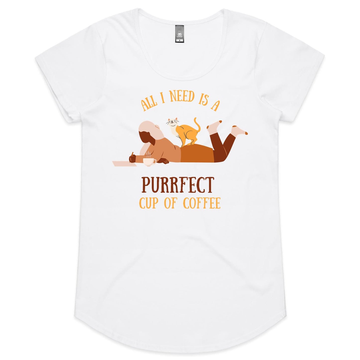 All I Need Is A Purrfect Cup Of Coffee, Cat - Womens Scoop Neck T-Shirt