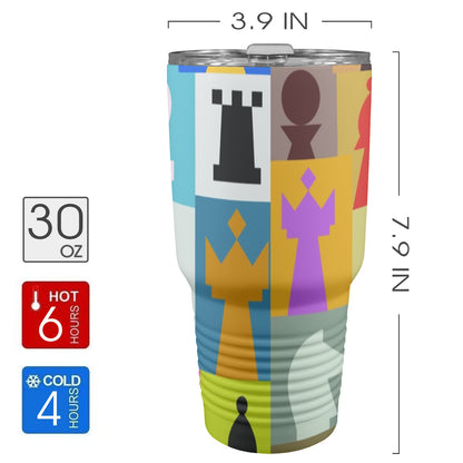 Colourful Chess - 30oz Insulated Stainless Steel Mobile Tumbler