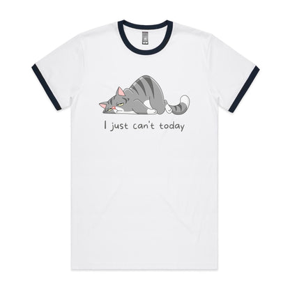 Cat, I Just Can't Today - Staple Ringer Tee