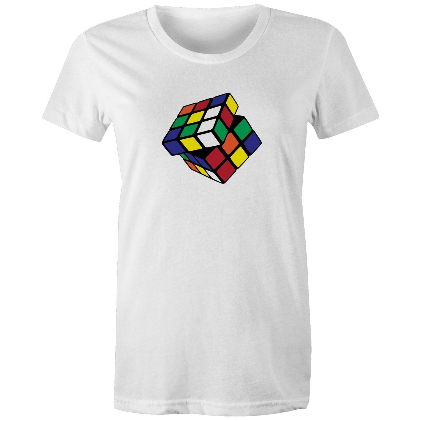 Cube - Womens T-shirt White Womens T-shirt Games Printed In Australia