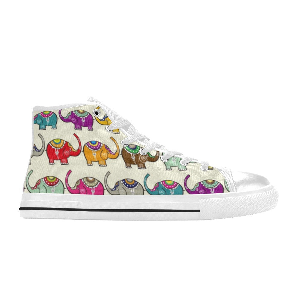 Elephants - Women's High Top Canvas Shoes