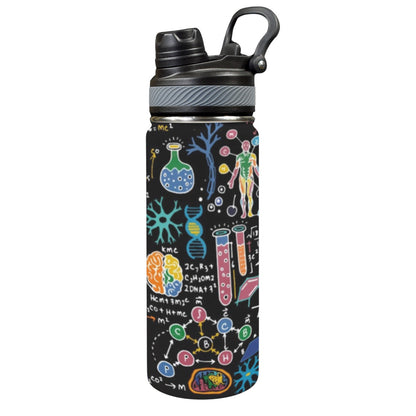 Science Time Blackboard - Insulated Water Bottle with Dual-Use Lid (18oz)