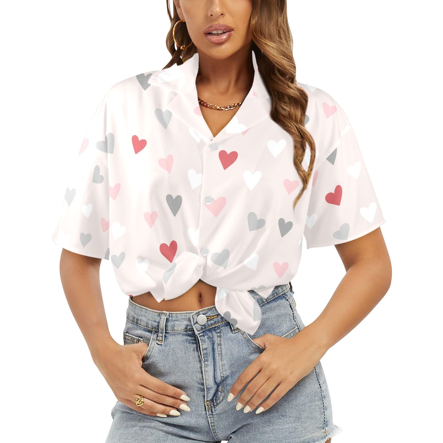 Pretty Hearts - Womens Hawaiian Shirt