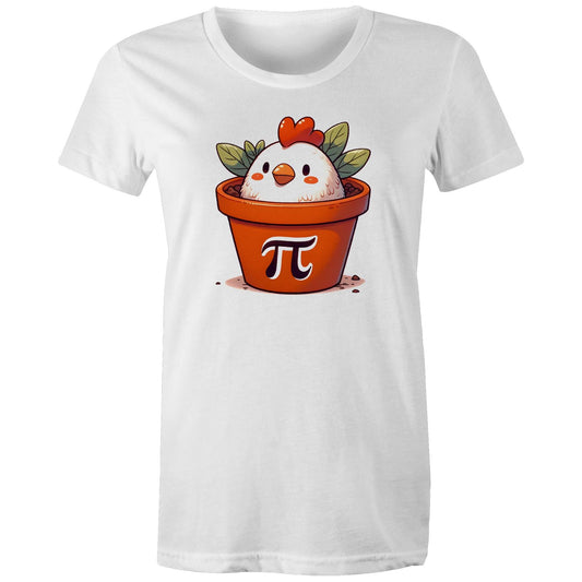 Chicken Pot Pi - Womens T-shirt White Womens T-shirt animal Maths Printed In Australia