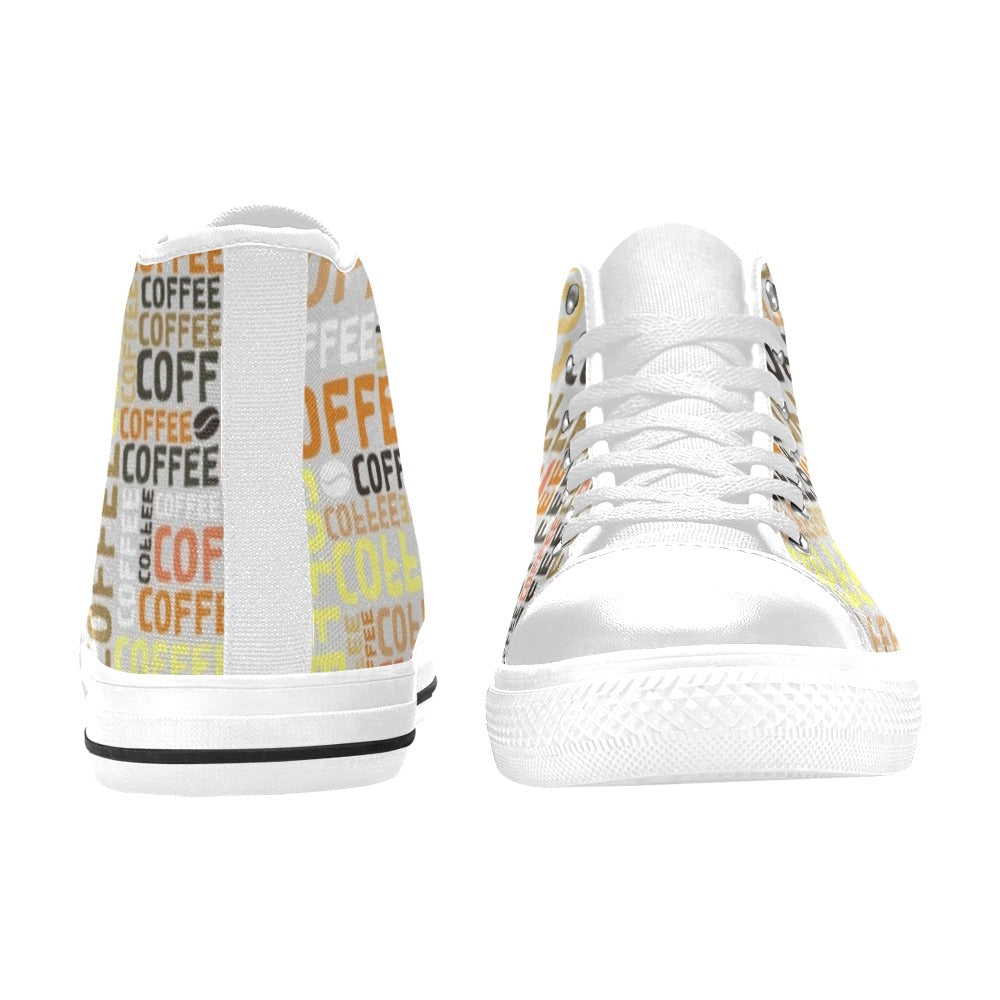 Coffee - Men's High Top Canvas Shoes