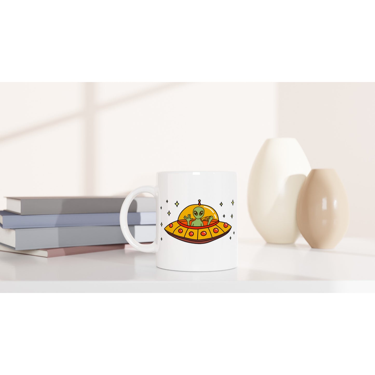 Alien Pizza - White 11oz Ceramic Mug White 11oz Mug Sci Fi