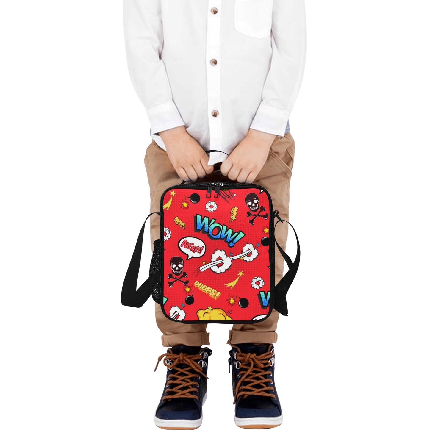 Comic Book Red - Crossbody Lunch Bag for Kids