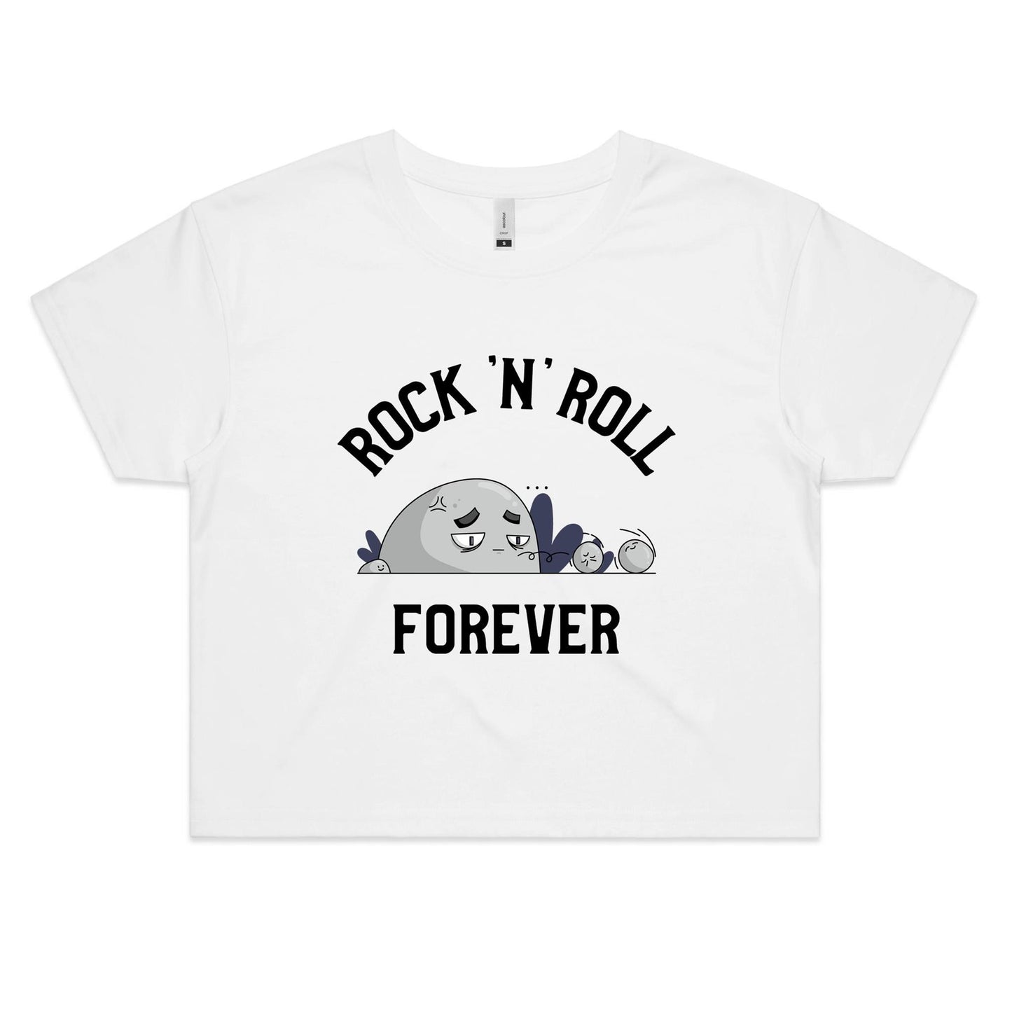 Rock 'N' Roll Forever - Women's Crop Tee White Womens Crop Top Music