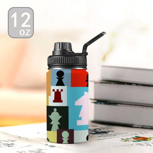 Colourful Chess - Kids Water Bottle with Chug Lid (12 oz)