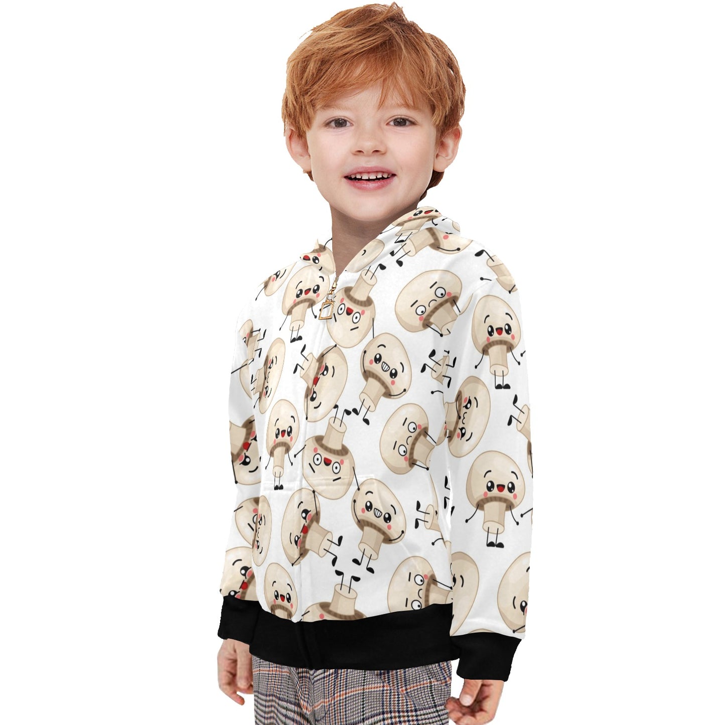 Cute Mushrooms - Junior Boys Zip Up Hoodie