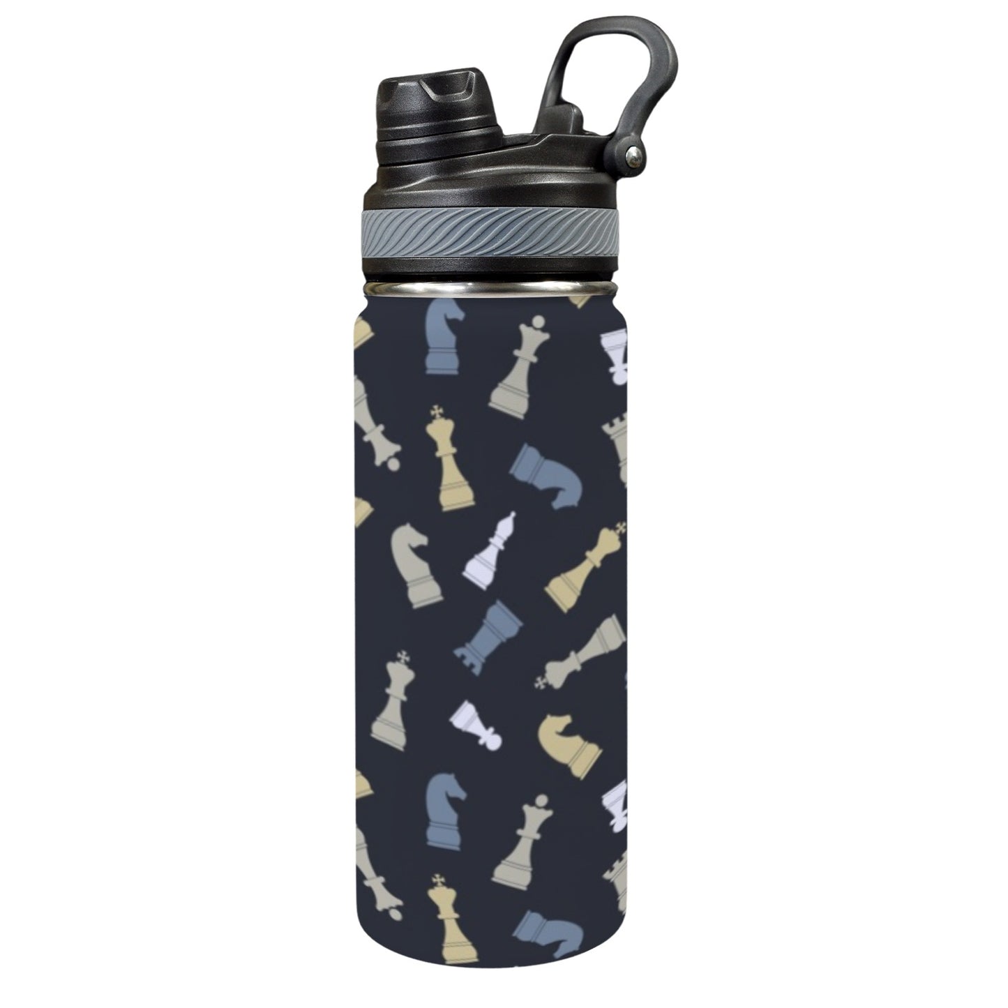 Chess Pattern - Insulated Water Bottle with Dual-Use Lid (18oz)