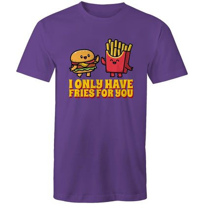 I Only Have Fries For You, Hamburger And Fries - Mens T-Shirt Purple Mens T-shirt Food Printed In Australia