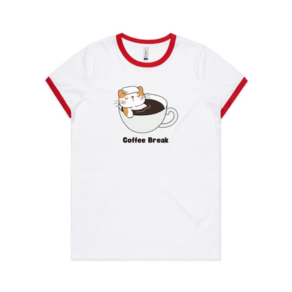 Cat Coffee Break - Women's Ringer Tee