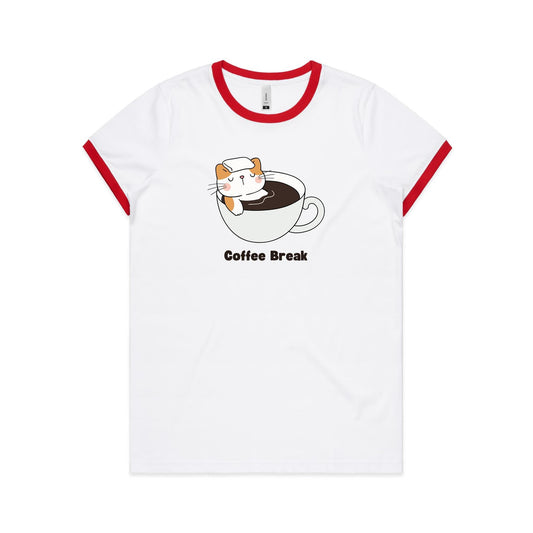 Cat Coffee Break - Women's Ringer Tee