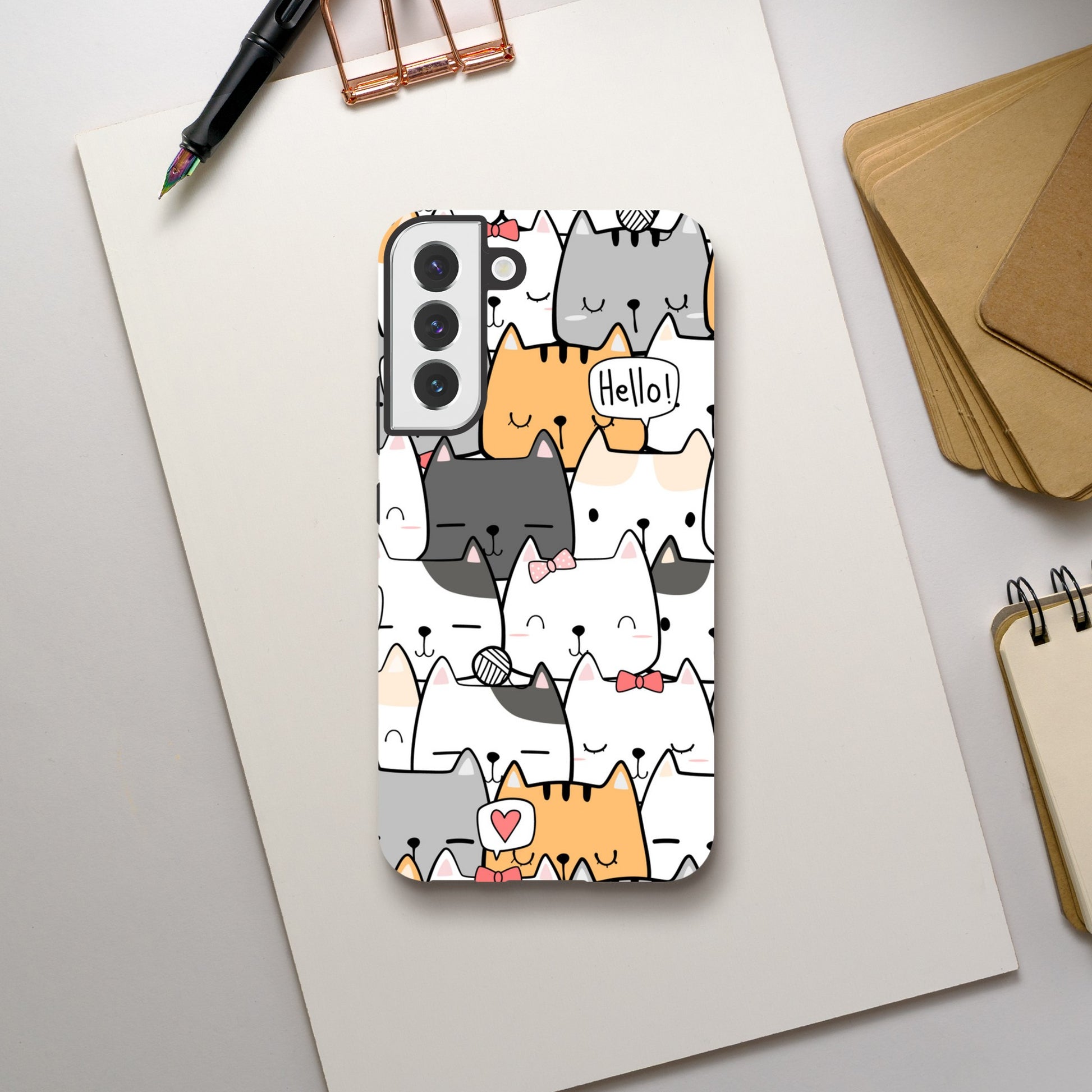 Cat Hello - Phone Tough Case Galaxy S22 Plus Phone Case Globally Fulfilled